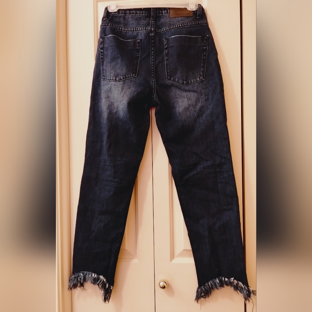 Nwot One Teaspoon Awesome Baggies Lone Star High Waist, Distressed Raw Hem Jeans View 2